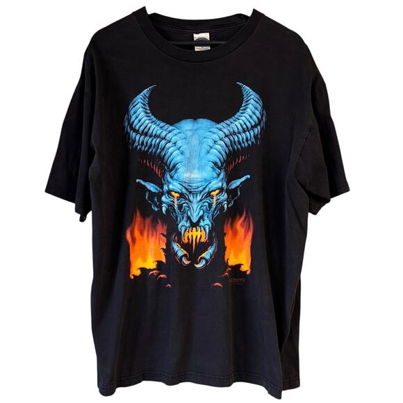 Vintage Wes Benscoter Devil Skull T-Shirt XL Y2K Single Stitch Made In USA - Picture 1 of 4
